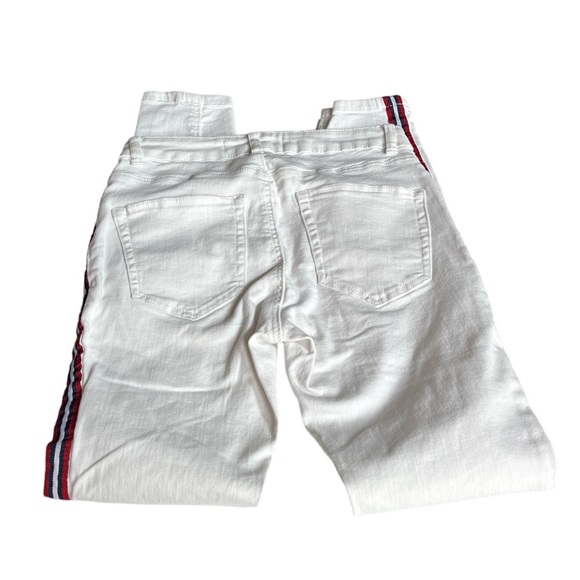 Zara Basic Z1975 Denim Racing Stripes Skinny Jeans White Size 4 - Picture 4 of 7